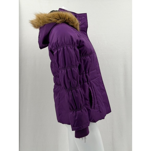 Southpole Jacket Women Medium Purple Hooded Puffer Faux Fur Winter Y2k Quilted - Picture 4 of 15